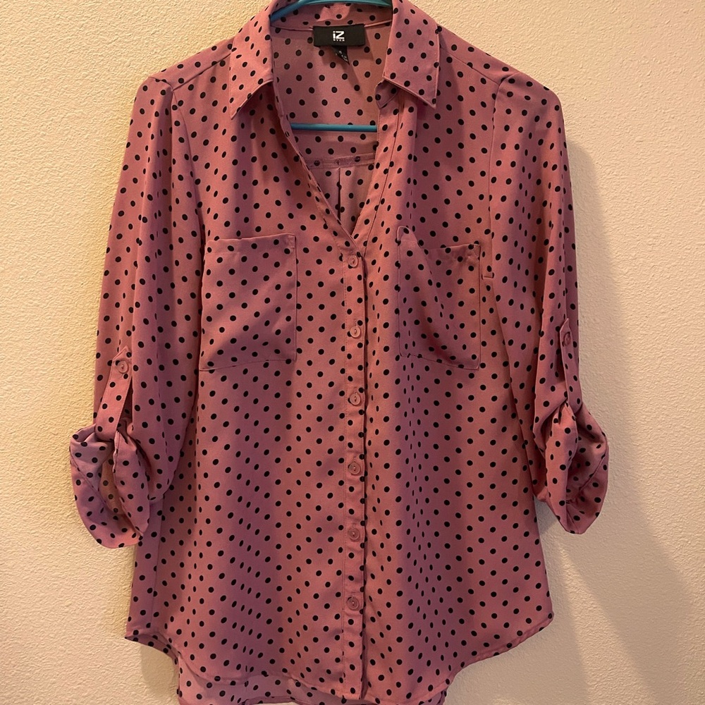 Pink polkadot blouse